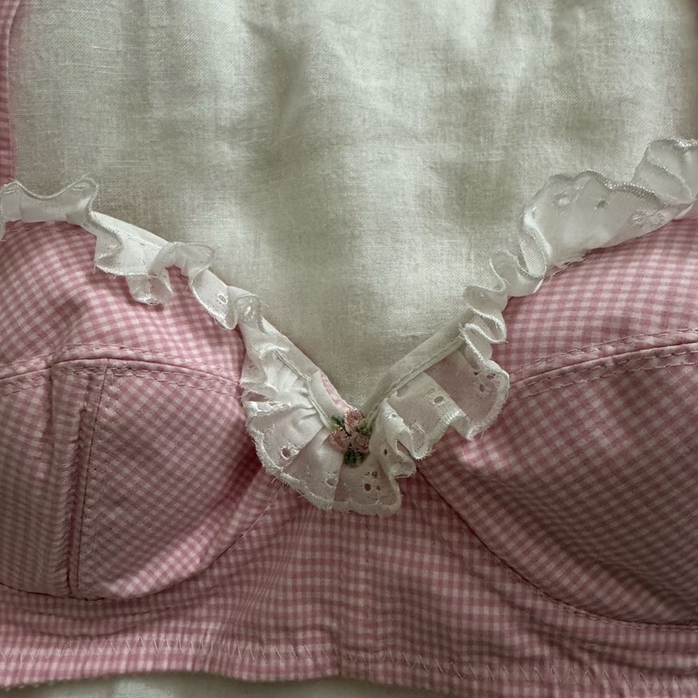 Trashy Lingerie Stepford Edy Bra - Pink Gingham (36D) w/ Matching Bow - Picture 2 of 14